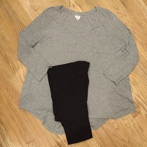 Top, Oversize, Gray